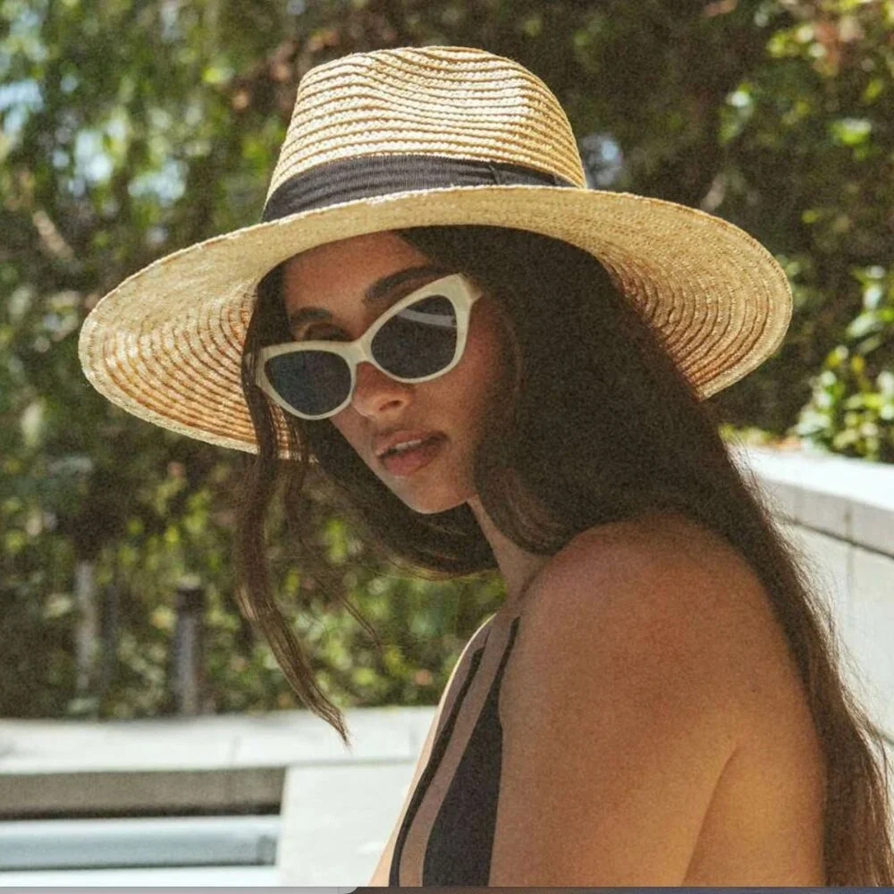 EUC Brixton Joanna Hat Straw Beach Sun Hat UPF 50 Size Medium in Honey - Picture 3 of 14